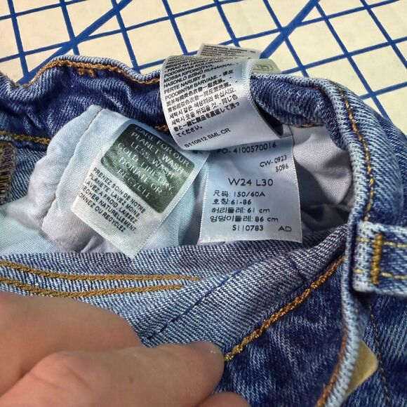 Levi’s 501 Jeans Straight Leg Distressed Blue Denim Western Men's Size 24x30 - Picture 10 of 12